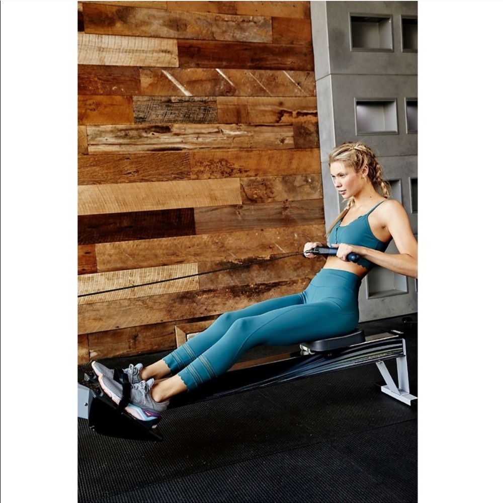 Free People Movement High Rise 7/8 Leggings M Green Teal Scallop Workout Yoga